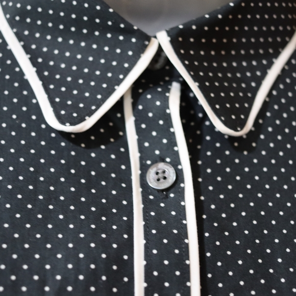 Brooks Brothers Black White Polka Dot Belted Long Sleeve Cotton Dress 10 - Picture 7 of 15